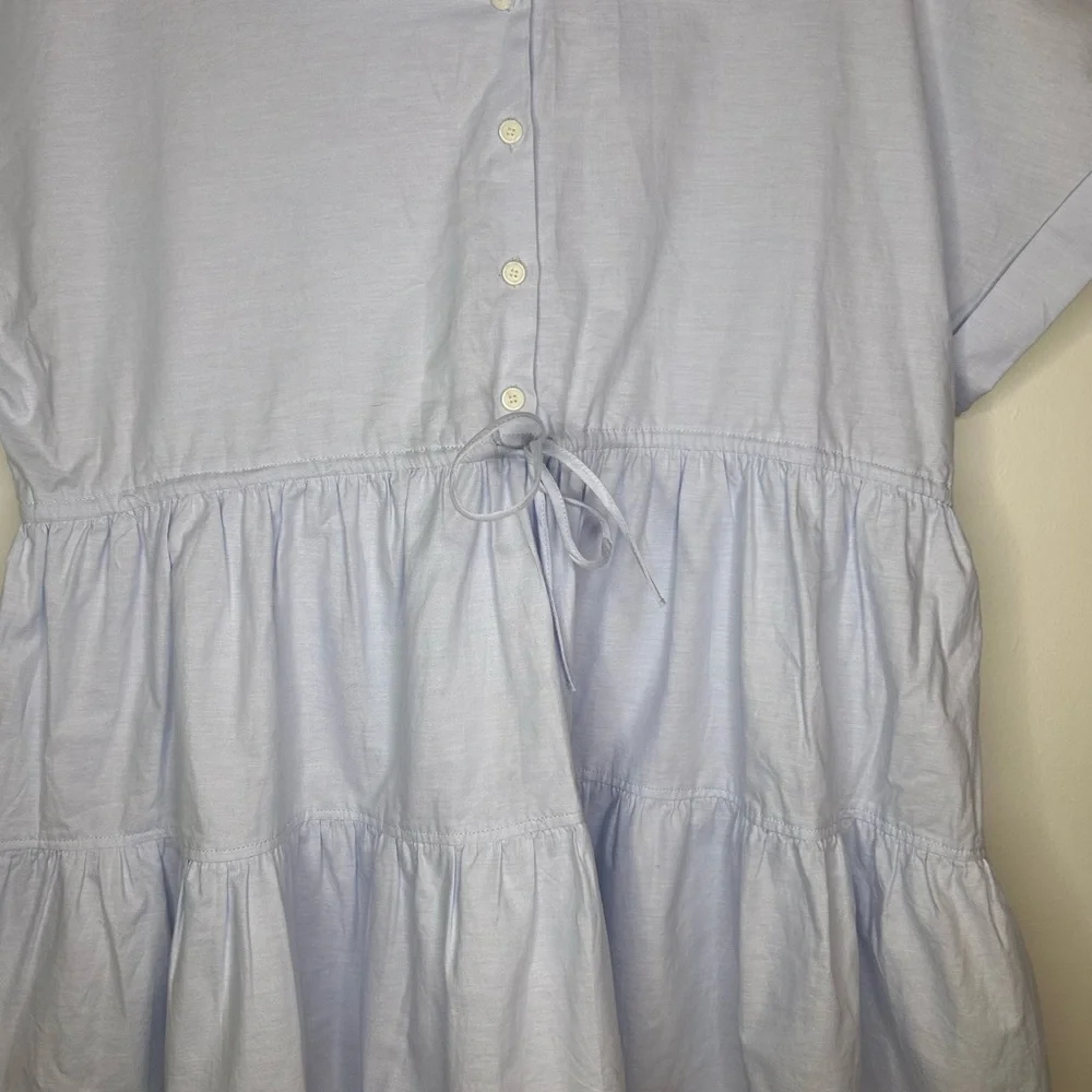 Zara Tiered Cotton Blue Oxford Dress - Picture 5 of 8